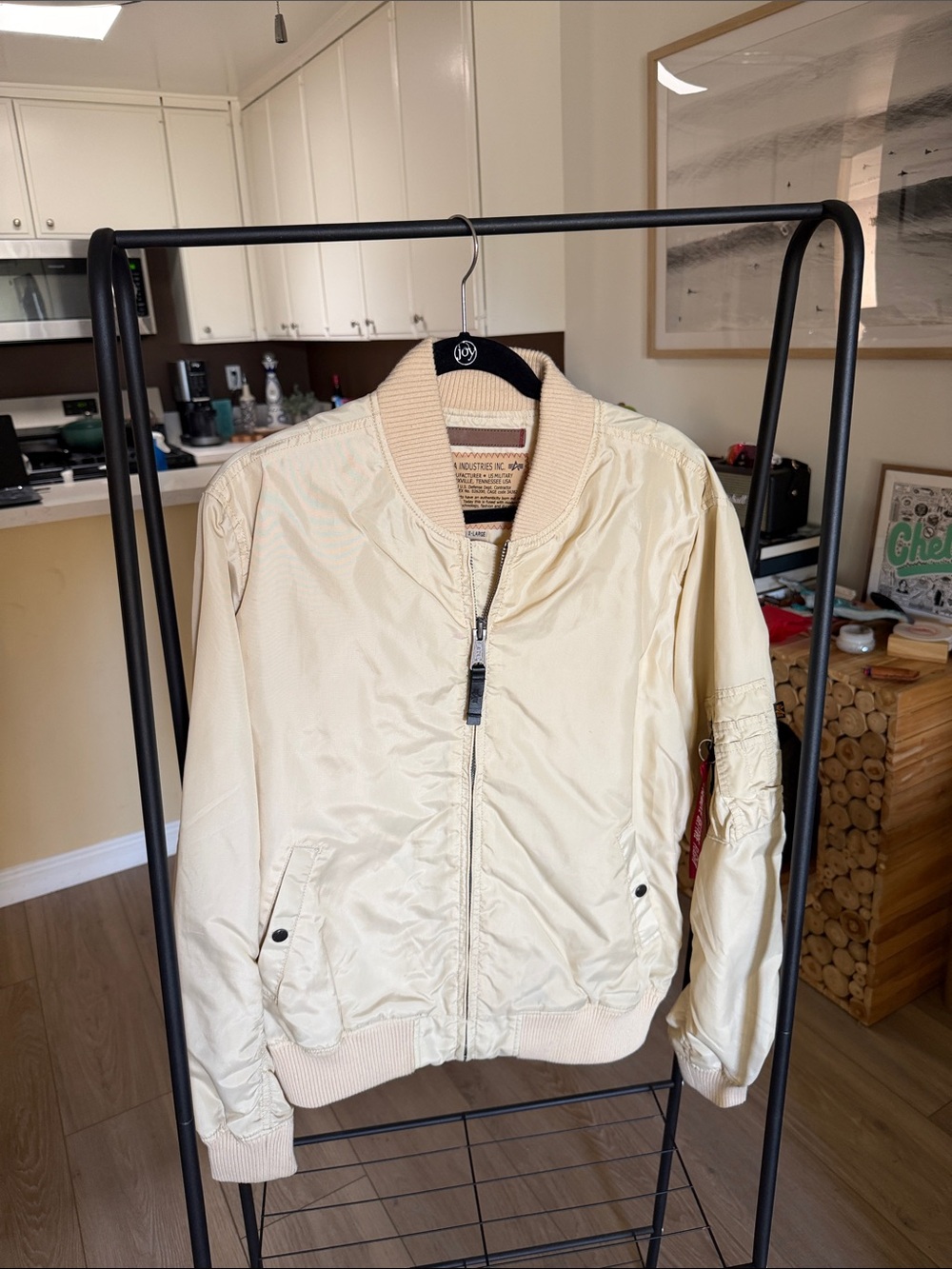 Alpha Industries MA-1 Flight Bomber Jacket Cream Off-White Men’s XL